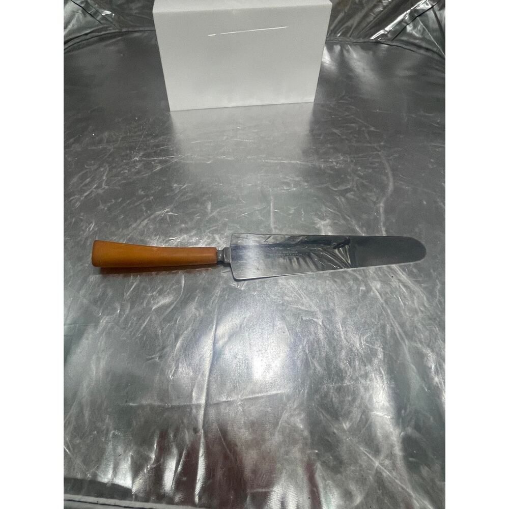 Vintage Yellow Butterscotch Bakelite pastry server spreader utensil Stainless
